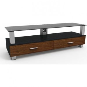 Grand Meuble avec 2 Tiroirs en Bois et Verre Trempé à 2 niveaux pour téléviseurs à écran plat allant jusqu'à 60 '' DJ Style ( LK-206L )