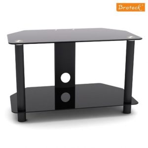 Meuble pour télévision noir en métal et en vitre trempé / 2 tablettes DJ Style ( TP1002S )