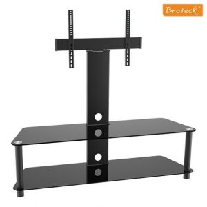 Meuble pour télévision noir en métal et en vitre trempé / 2 tablettes DJ Style ( TP2004L )